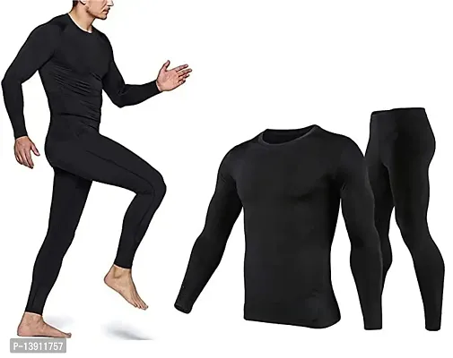 WMX Regular fit Tshirt  Track Pant Combo for Men Sports/Track Suit for Men Compression Shirt, Pants Skin-Tight Long Sleeves Quick Dry Fitness Tracksuit Gym Yoga Suits (M, BLACK)-thumb0