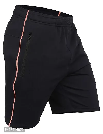 Men Sports Gym Shorts With Zip Pocket Black