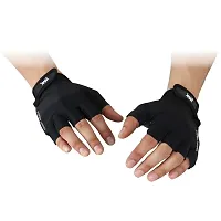 WMX Macho Unisex Leather Gym Gloves | for Professional Weightlifting, Fitness Training and Workout | with Half-Finger Length, Wrist Wrap for Protection-thumb1