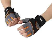 WMX Macho Unisex Leather Gym Gloves | for Professional Weightlifting, Fitness Training and Workout | with Half-Finger Length, Wrist Wrap for Protection-thumb3