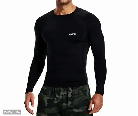 WMX Full Sleeve Plain Athletic Fit Multi Sports Compression T-Shirt, Top Inner Wear-thumb0