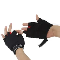 WMX Macho Unisex Leather Gym Gloves | for Professional Weightlifting, Fitness Training and Workout | with Half-Finger Length, Wrist Wrap for Protection (L, Roller PAD)-thumb4