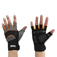 WMX Macho Unisex Leather Gym Gloves | for Professional Weightlifting, Fitness Training and Workout | with Half-Finger Length, Wrist Wrap for Protection-thumb2