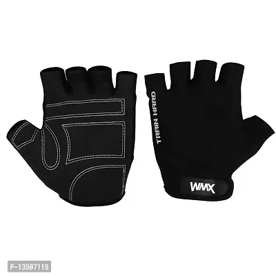 WMX Macho Unisex Leather Gym Gloves | for Professional Weightlifting, Fitness Training and Workout | with Half-Finger Length, Wrist Wrap for Protection-thumb0