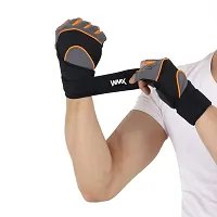 WMX Macho Unisex Leather Gym Gloves | for Professional Weightlifting, Fitness Training and Workout | with Half-Finger Length, Wrist Wrap for Protection-thumb1