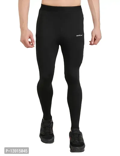 WMX Lower Tights Compression Wear Women/Men Pants/Lower/Bottom Skin fit Gym Yoga Sports Running (M, Black)