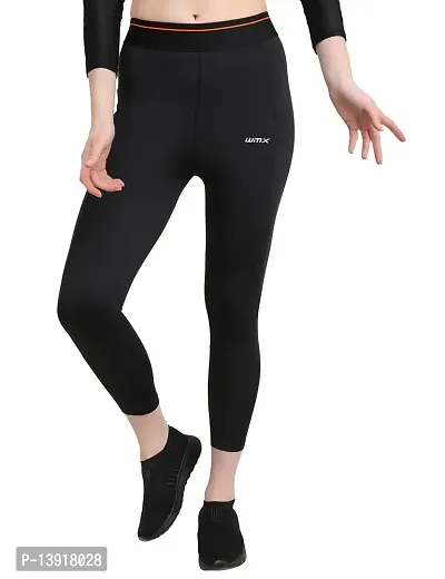 WMX Women Stretchable Training Tights for Gym, Yoga, Running Full Length Compression Tight (M, Black)