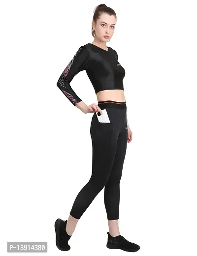 WMX Women Running Full Length Tights Compression Lower Sport Leggings Gym Fitness Sportswear Training Yoga Pants with Pocket-thumb5