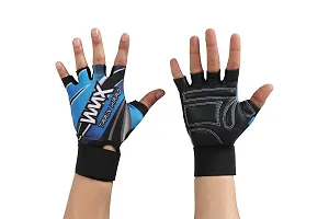 WMX Macho Unisex Leather Gym Gloves | for Professional Weightlifting, Fitness Training and Workout | with Half-Finger Length, Wrist Wrap for Protection-thumb2