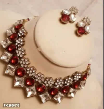 Designer Red Brass Jewellery Set For Women