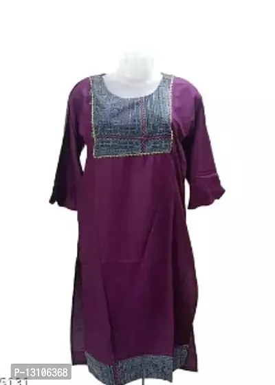 Stylish Cotton Purple Knee Length Printed Kurta For Women-thumb0