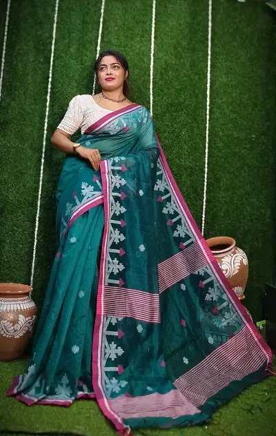 Trendy Cotton Sarees With Blouse Piece