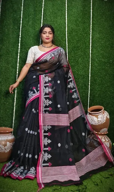 Trendy Cotton Sarees With Blouse Piece