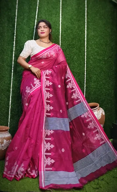 Attractive Cotton Saree with Blouse piece 