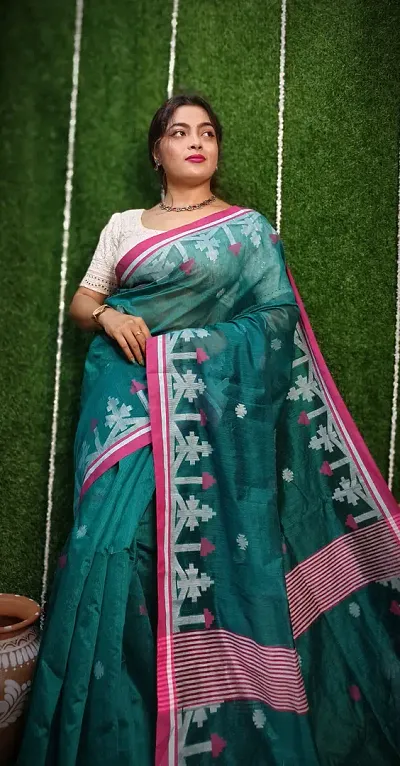 Glamorous Cotton Saree with Blouse piece 