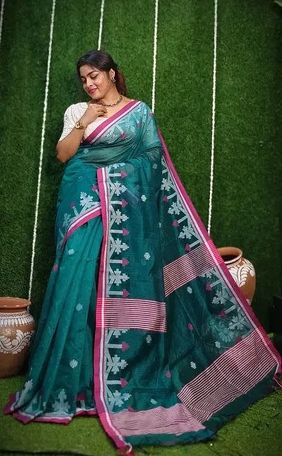 Glamorous Cotton Saree with Blouse piece 