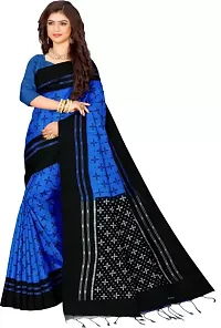Elegant Blue Sambalpuri Saree With Contrast Blouse Piece-thumb1
