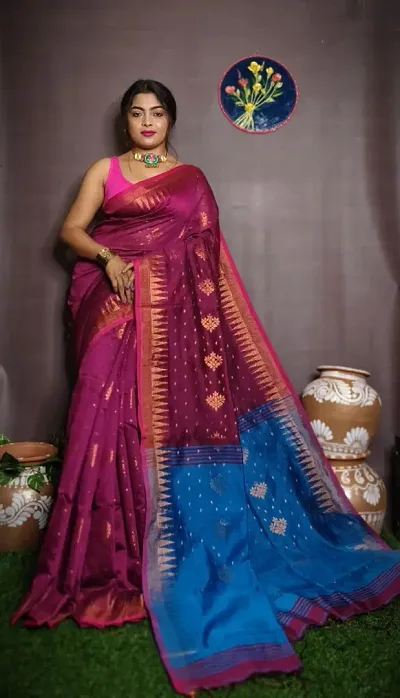 Elegant Silk Zari Saree With Blouse Piece