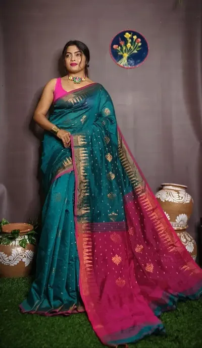 Attractive Cotton Silk Saree with Blouse piece 