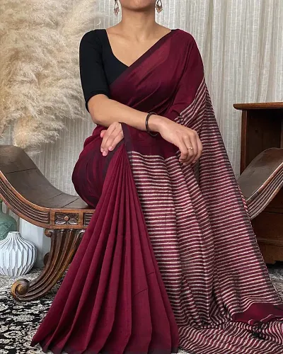 Classic Solid Saree with Blouse piece