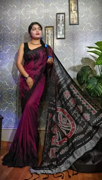 Handloom Sambalpuri Designer Printed Sarees With Blouse Piece