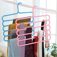 Shabd 5 Layer Multipurpose Hanger for Clothes Pants Plastic Pack of 5 Hangers Plastic Shirt Pack of 5 Hangers for Shirt  (Multicolor)-thumb1