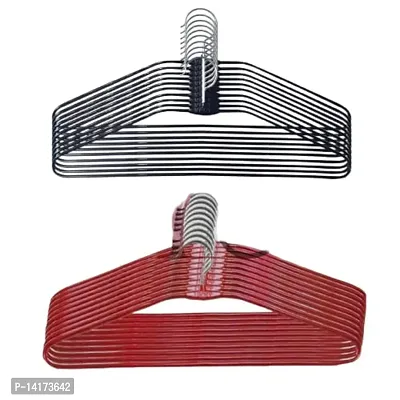 Shabd Heavy Stainless Steel Cloth Hanger with Plastic Coating (10Red + 10 Grey= 20)