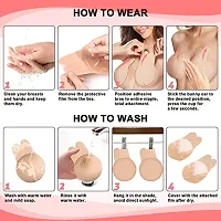 Shabd Women's  Girls Nipple Cover Strapless Bra Instant Breast Lift Sticky Bra Backless Invisible Push up Self Adhesive Bra Reusable Silicone Breast Lift Up Wire Free Bra Beige-thumb2
