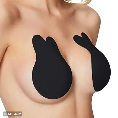 Shabd Silicone Strapless Sticky Bra for Women Reusable Free Size Pack of 1 Black