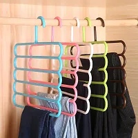 Shabd 5 Layer Multipurpose Multi-Layer Hangers for Clothes Shirts Wordrobe Ties Pants Space Saving Plastic Hangers (Assorted Colours) - Pack of 5-thumb1