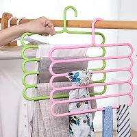 Shabd 5 Layer Multipurpose Multi-Layer Hangers for Clothes Shirts Wordrobe Ties Pants Space Saving Plastic Hangers (Assorted Colours) - Pack of 5-thumb2