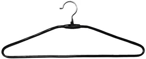 Black Heavy Stainless Steel Cloth Hangers with Plastic Coating (Pack of 10)-thumb1