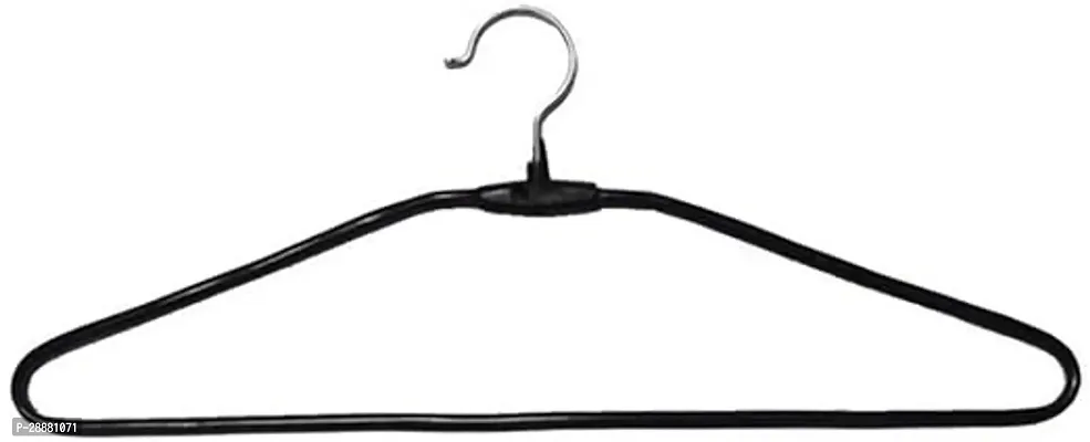 Black Heavy Stainless Steel Cloth Hangers with Plastic Coating (Pack of 10)-thumb2