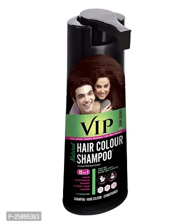 VIP Hair Color Shampoo: Dark Brown, 180ml. Ammonia-free, long-lasting color, 100% grey coverage. Easy at-home application.-thumb3