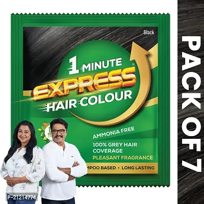 1 Minute Express Hair Colour Shampoo - Natural Black, 20ml (Pack of 7) | Shampoo Based Hair Color for Men and Women
