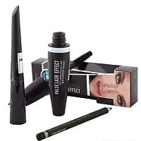 RANDOMMAC Combo Waterproof Liquid Mascara, Eyeliner, Eyebrow Pencil (Pack of 3) Black-thumb2