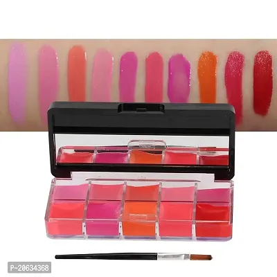 Crazy Huda 10 Multi Shade Lip Palette With Brush For Protective Stay All Day-thumb3