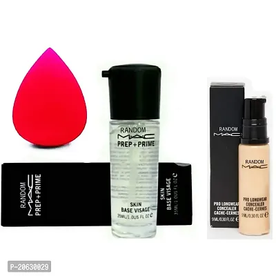 RANDOMMAC Professional Prep+Prime Skin base Visage primer  Pro Long wear Conceler With Sponge Puff-thumb0