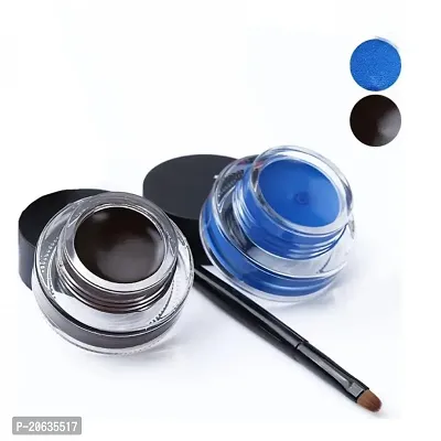 Random-Mac Waterproof Gel Eyeliner (Black and Blue) Long Wear With Brush