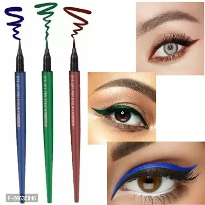 CRAZY HUDA Eye Pen Eyeliner Colorful Set 3 Coulers Blue, Green, Brown.