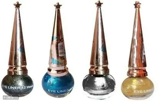 RANDOMMAC Professional glitter eyeliner pack of 4 (black zari,sky blue,silver,golden)3ml X 4=12ml 3 ml (multicolor)