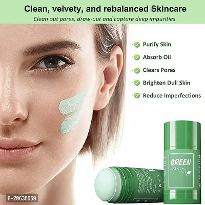 Green Tea Face Stick Mask Oil Control Anti Acne Eggplant Cleaning Solid Mask (40 g)-thumb3