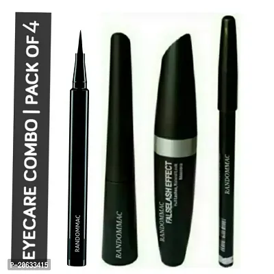 RANDOMMAC PROFATIONAL EWITHMENT PEN SKETCH LINER LIQUID LINER AND ABSOULT MASCARA WITH PENCIL KAJAL BLACK.(PACK OF 4)