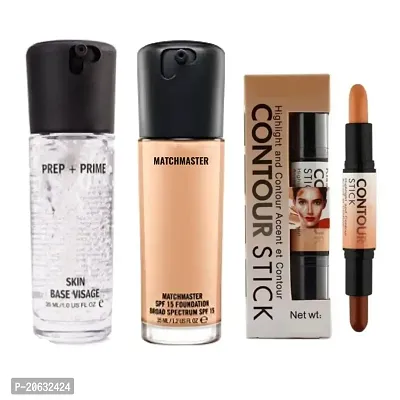 Random-Mac Prep + Prime All Skin Base Visage Primer  Matchmaster Foundation With Accent Et Contour Stick