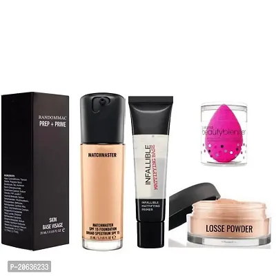 Random-Mac Long last Matchmaster Foundation. Infallible Base Primer, Loose Face Powder With Make Up Sponge