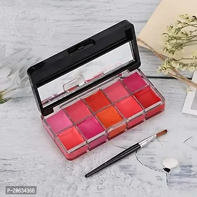 Crazy Huda 10 Multi Shade Lip Palette With Brush For Protective Stay All Day-thumb4