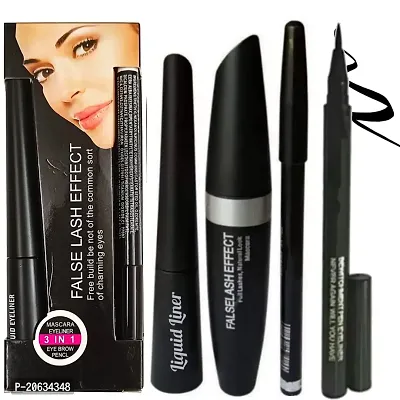 Random-Mac Waterproof Eyeliner, Mascara, Eyebrow Pencil, Kajal With Sketch Eyeliner Set Of 4