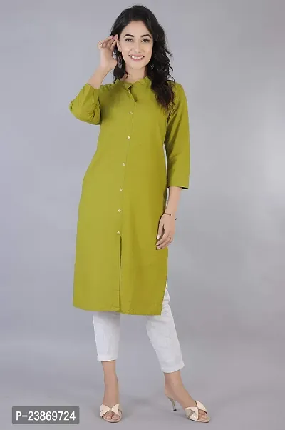 RIMELINE FASHION Women's Cotton A-line Combo Kurtis (Small, Mehandi-Rama)-thumb4