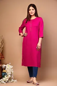 RIMELINE FASHION Rayon Straight Kurti for Women Pink-thumb3