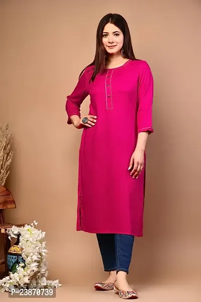 RIMELINE FASHION Rayon Straight Kurti for Women Pink-thumb4